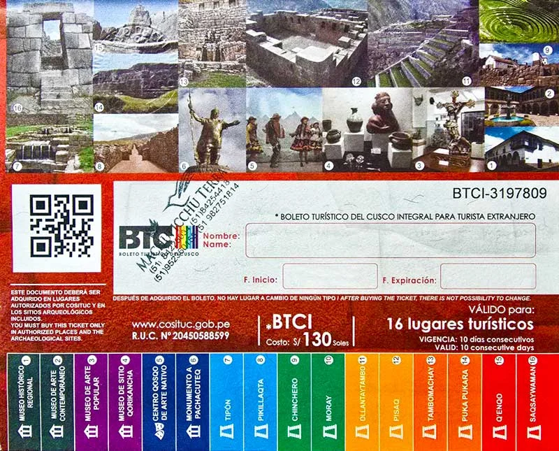 Cusco Ticket - The Cusco Tourist Ticket allows you to access the main archaeological, cultural and historical sites of the region, providing an unforgettable experience full of history, culture and unique landscapes.